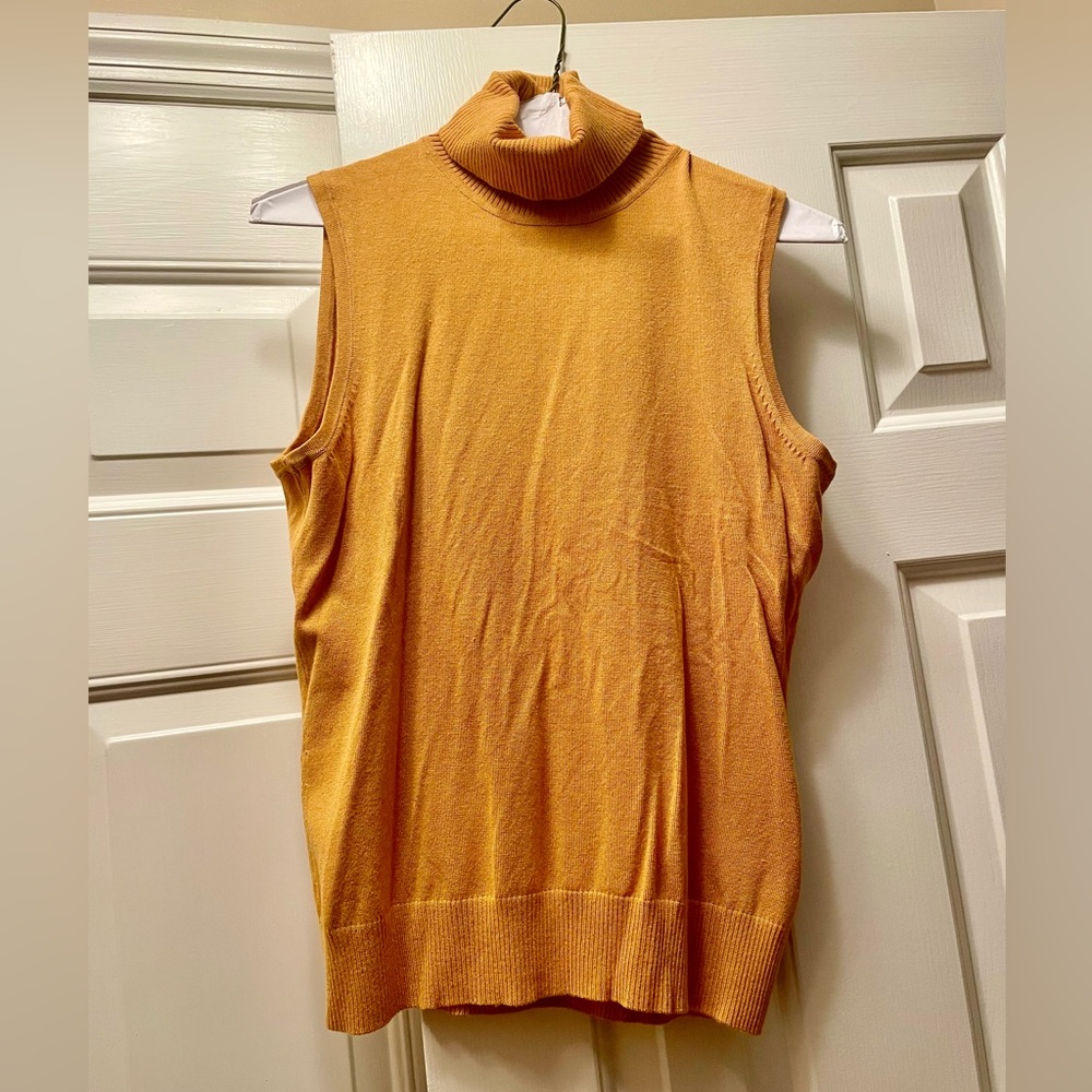 SOLD * Gold sleeveless turtleneck